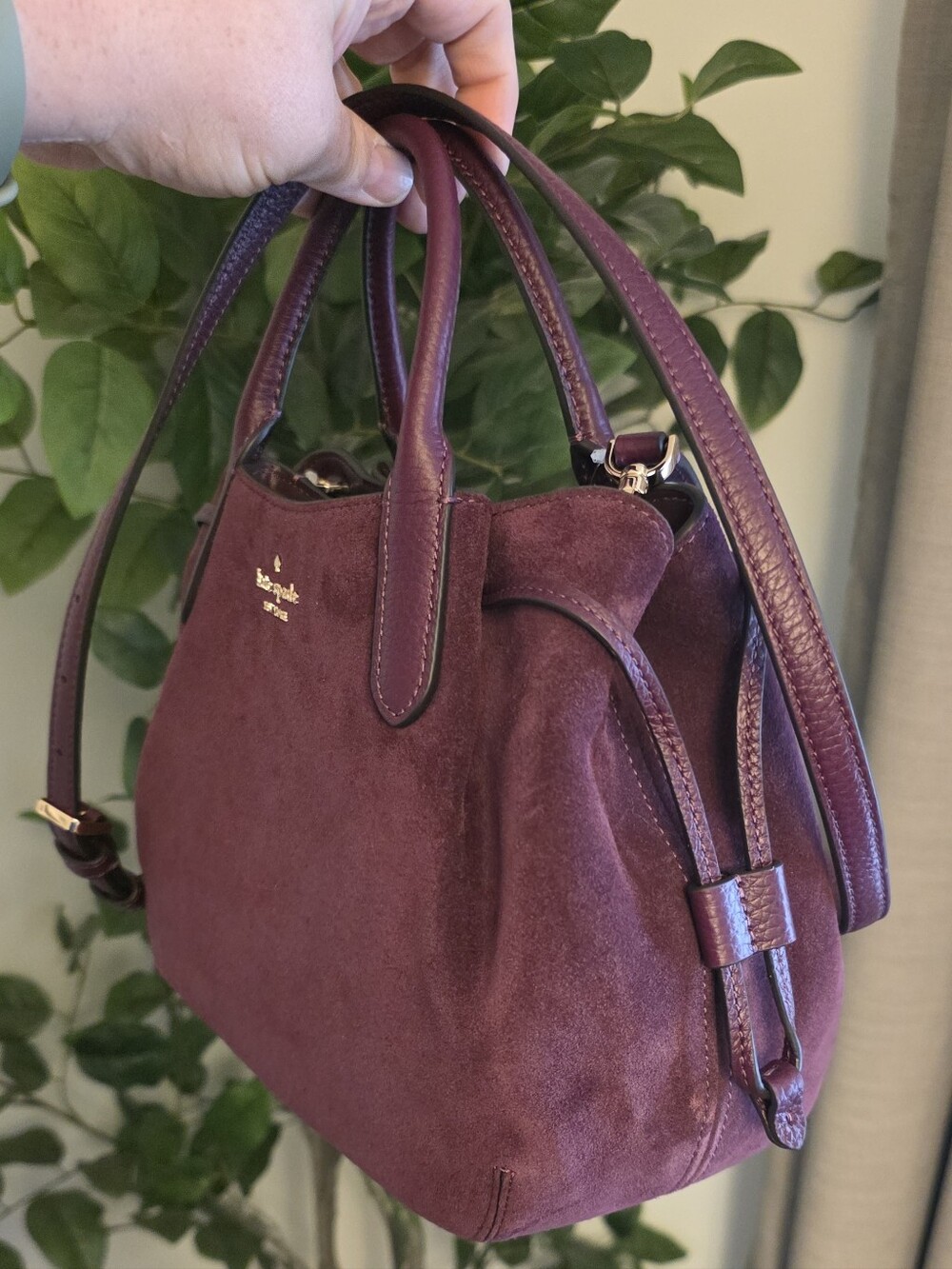 Kate Spade New York Suede Dumpling Deep Cherry - Picture 3 of 7